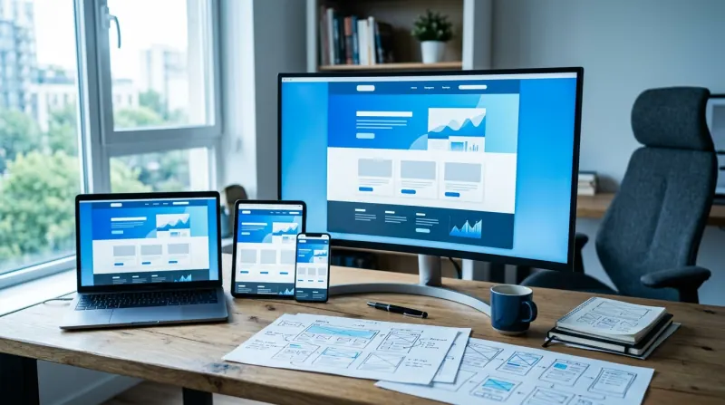 Webdesign auf Monitor, Laptop, Tablet und Smartphone