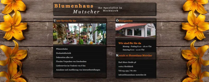 Webseite für Blumenhaus Mutscher