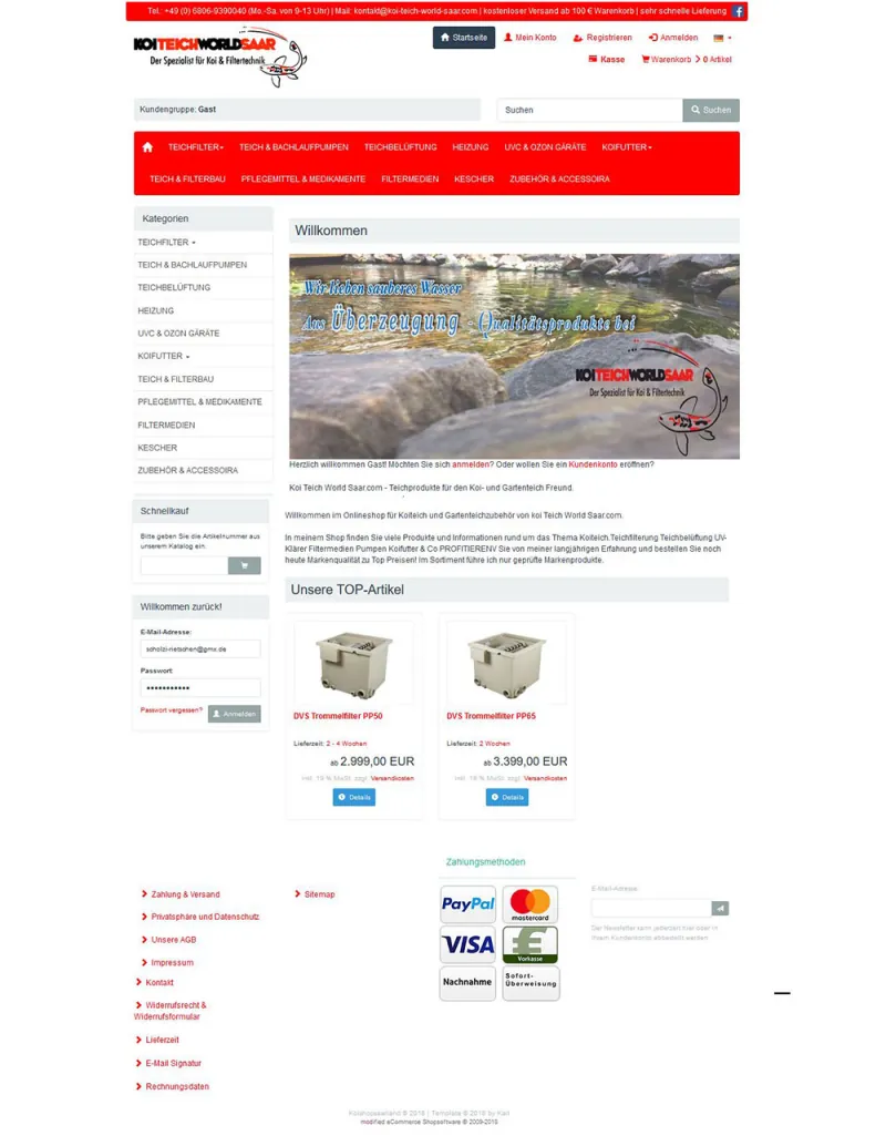 Koi Teich World Saar – Online-Shop · Fachhandel