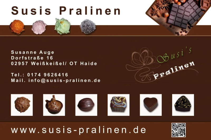 Werbeschild Susis Pralinen – Werbeschild · 1,20 m × 0,80 m