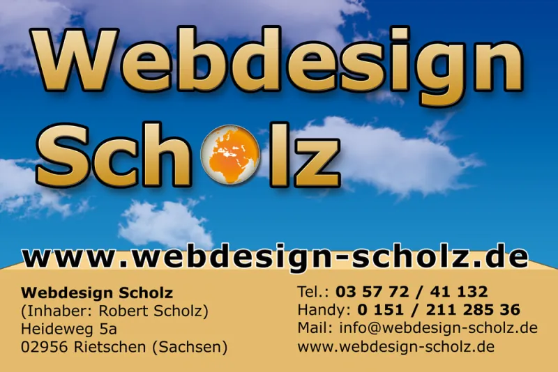 Werbeschild Webdesign Scholz – Werbeschild · 1,20 m × 0,80 m